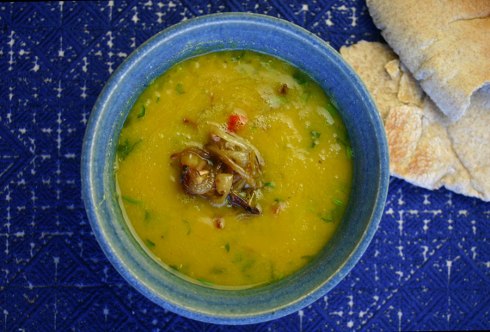 Lentil squash soup with turmeric